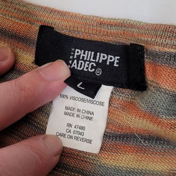 Y2K PHILIPPE ADEC Paris spacedye long sleeve v-neck tunic top M - Picture 5 of 7